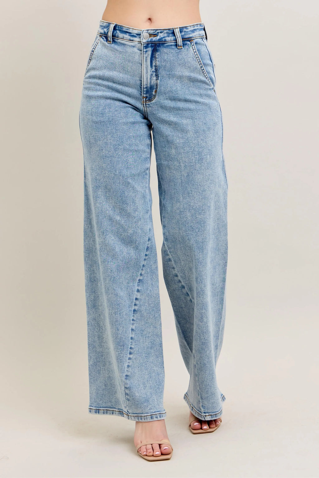 Judy Blue High Waist Wide Leg Jeans with Skewed Inseam LT