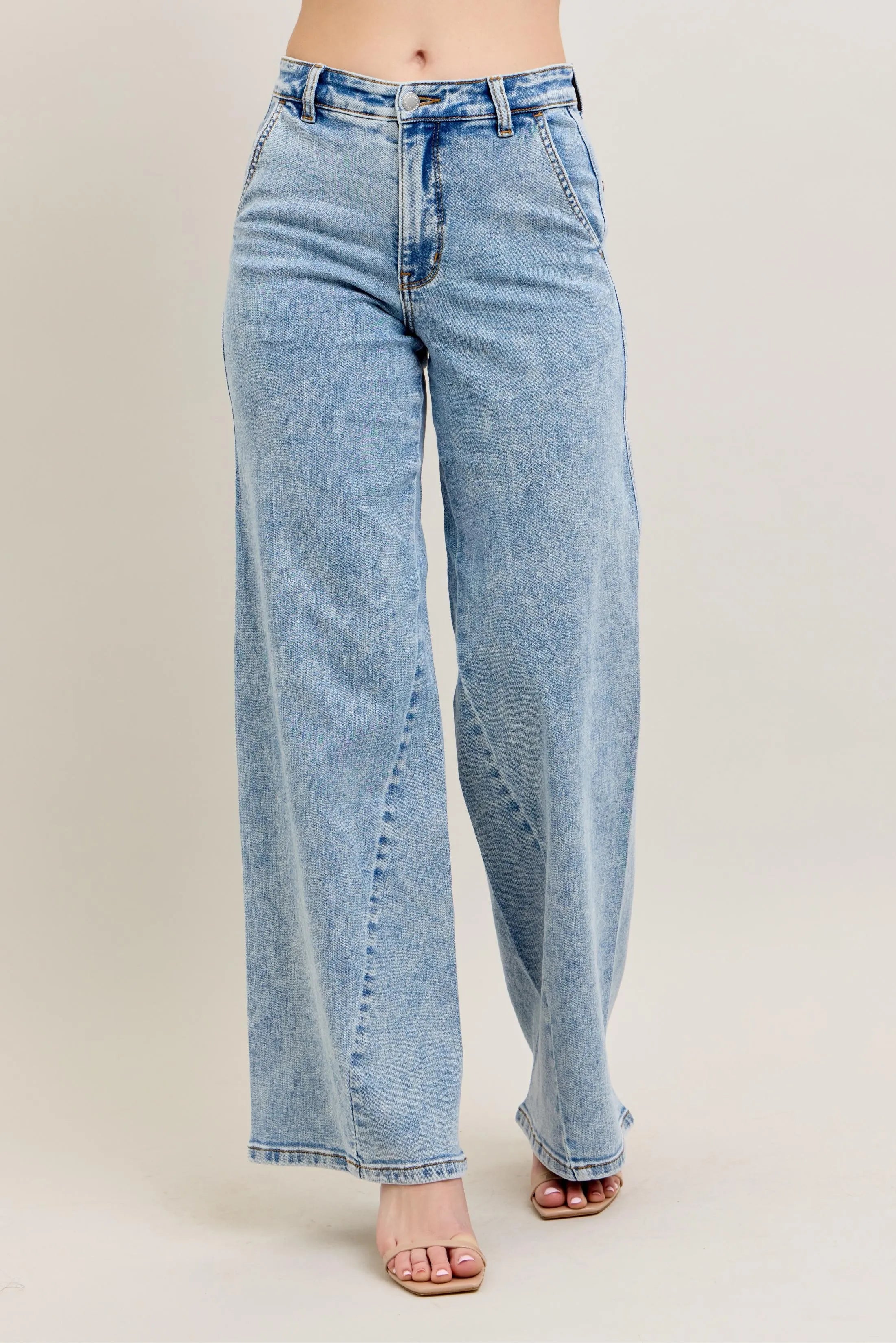 Judy Blue High Waist Wide Leg Jeans with Skewed Inseam LT