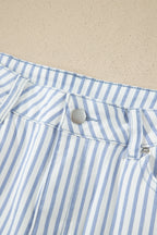Khaki Stripe Casual Barrel Jeans
