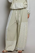 POL Patchwork Mixed Knit Wide Leg Pants SAGE MULTI